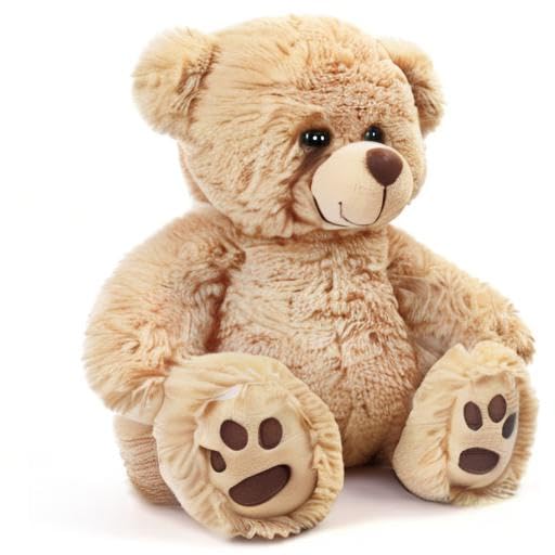 LotFancy Teddybär Plüschtier Kuscheltiere 43 cm, großer Braunbär, Süße Stofftier Spielzeug mit Fußabdrücken, Geschenke für Kinder Mädchen Freundin, Geburtstag, Hellbraun