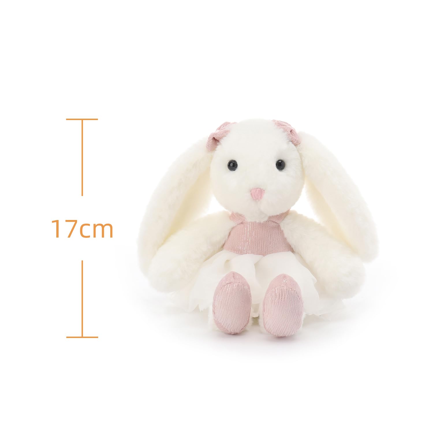 Apricot Lamb Rosa Ballet Hase Plüschtiere für Kinder, weiche niedliche Kuscheltier für Baby Mädchen und Jungen, Flauschige Hase Kaninchen Weiß 17cm