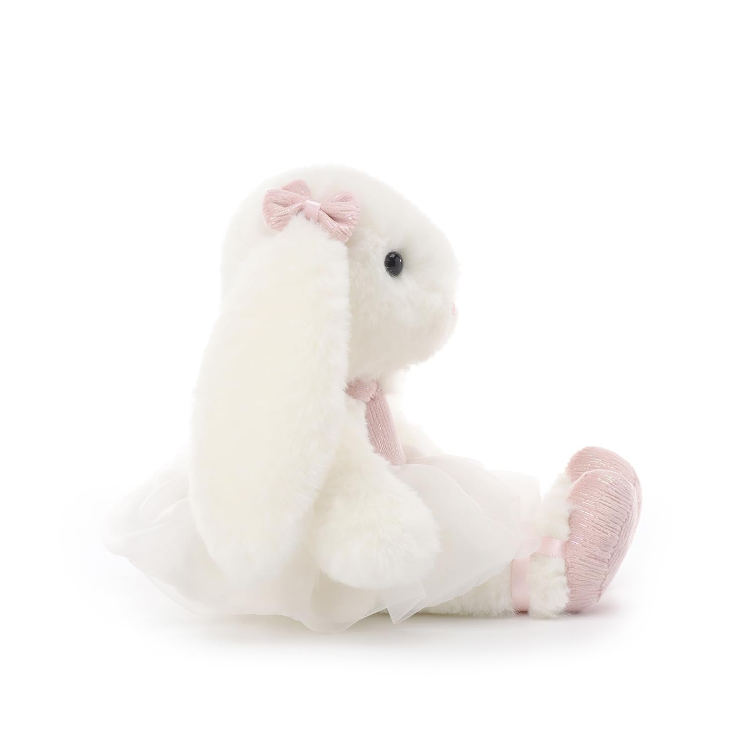 Apricot Lamb Rosa Ballet Hase Plüschtiere für Kinder, weiche niedliche Kuscheltier für Baby Mädchen und Jungen, Flauschige Hase Kaninchen Weiß 17cm