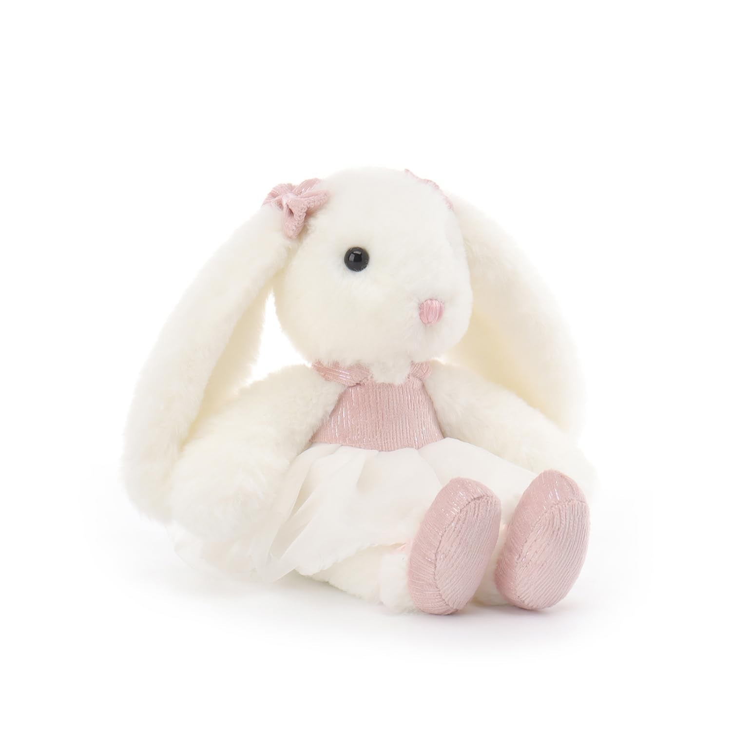 Apricot Lamb Rosa Ballet Hase Plüschtiere für Kinder, weiche niedliche Kuscheltier für Baby Mädchen und Jungen, Flauschige Hase Kaninchen Weiß 17cm