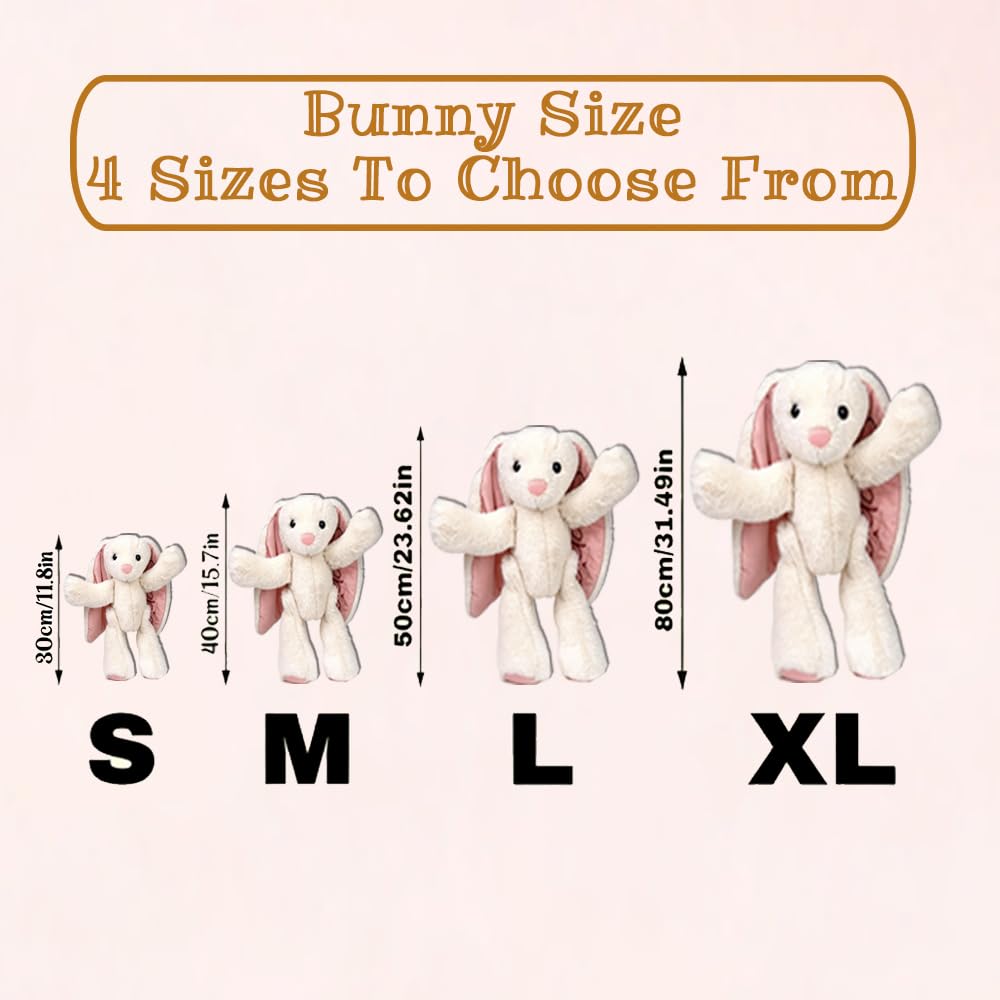 ZYHJJ Hase Personalisiertes Kuscheltier Weich Süß Hase Plüschtier Baby Geschenk, gestickten Text auf Ohren, Geschenkidee zur Geburt Geburtstag Ostern Weihnachten