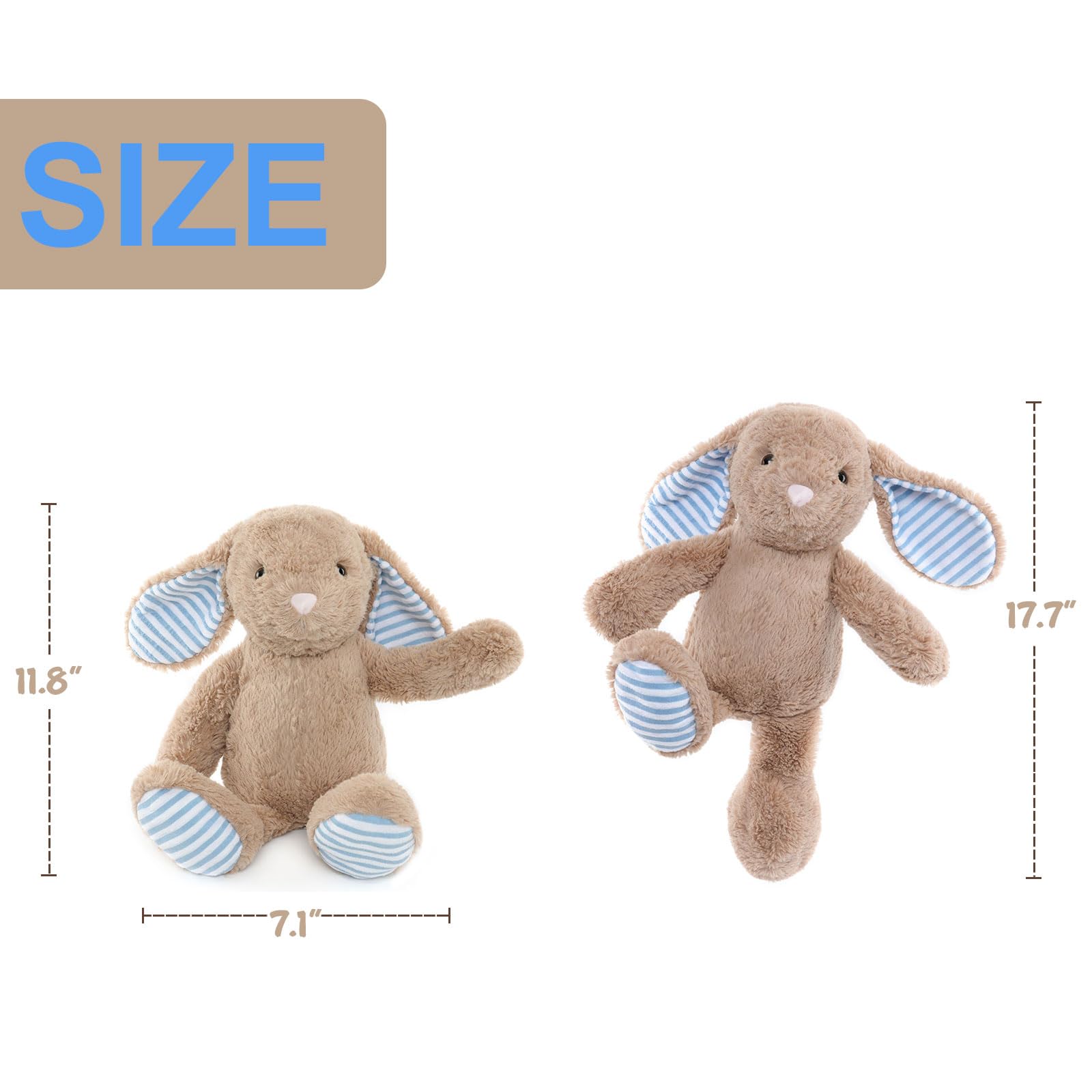 WEIGEDU Kuscheltier Hase Plüschtiere Stofftiere Tierspielzeug Spielzeug Plüsch-Widderkaninchen mit Langen Ohren, 45 cm - weiches Stofftier Geschenk für Baby & Kinder