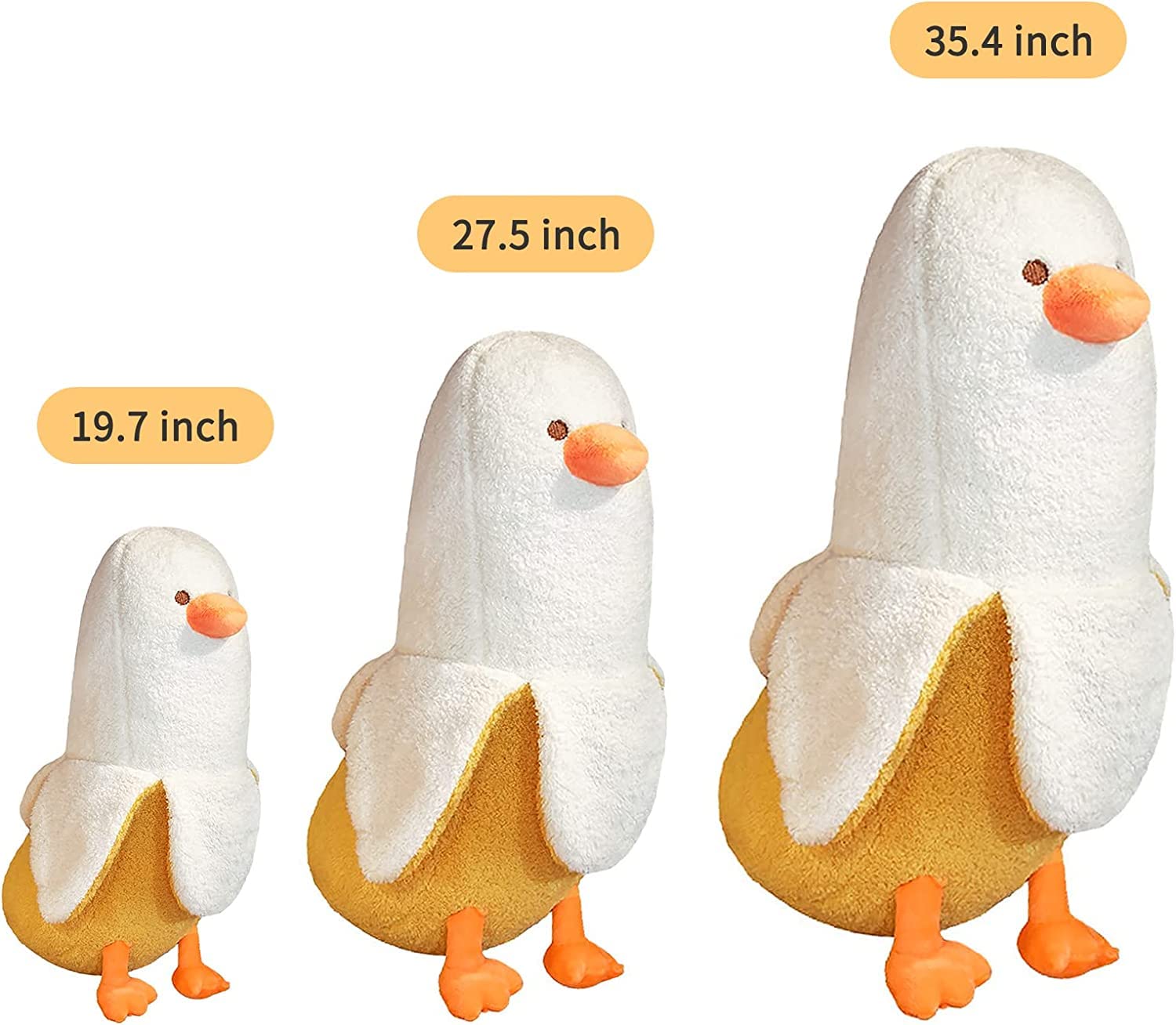 Cute Banana Duck Plush Toy Funny Plushies Banana Duck Stuffed Animal,Banana Duck Plush Pillow,Funny Hugging Pillow Sleeping Cushion Soft Gifts for Boys Girls Birthday Christmas (white, 90cm(35.4"))