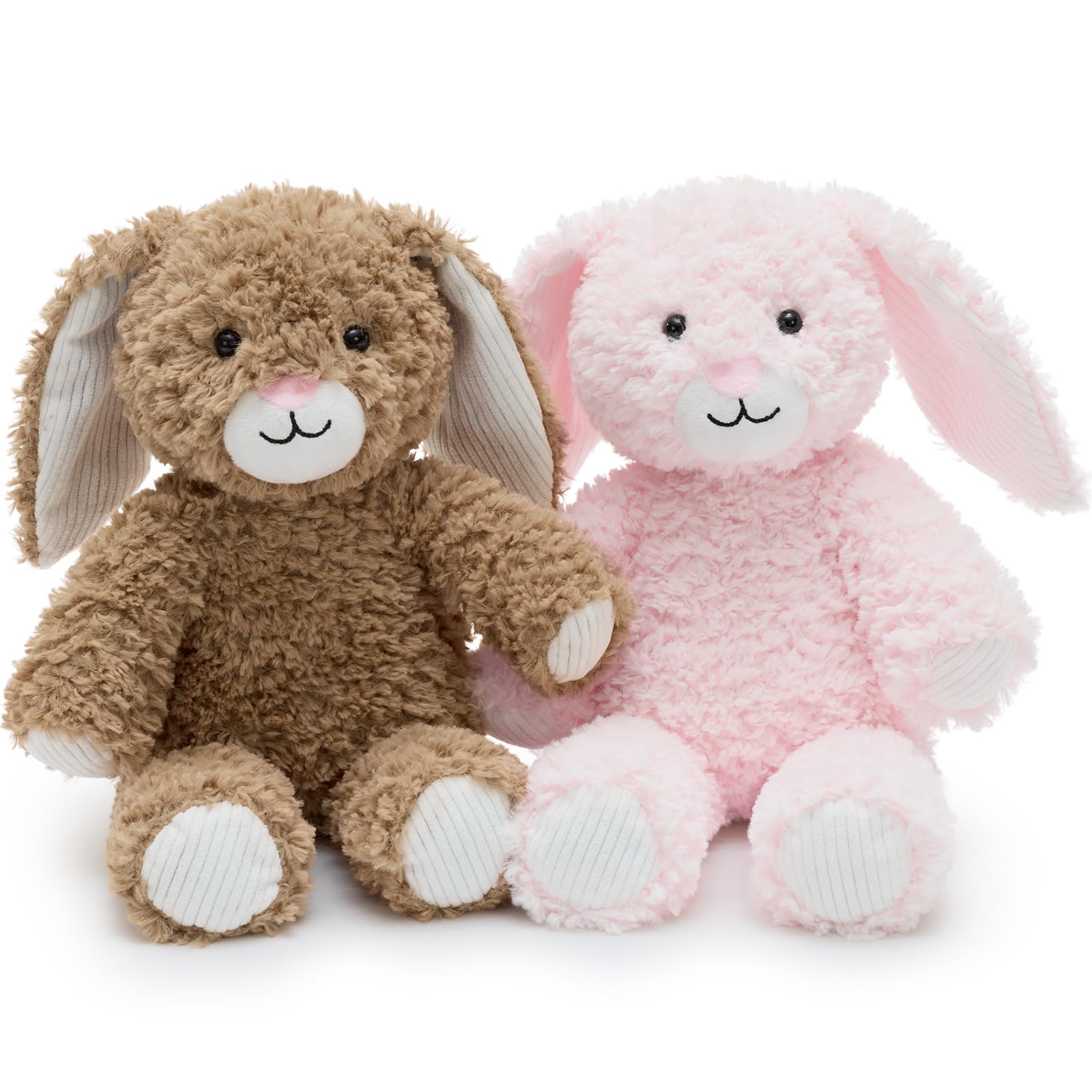 MorisMos 2 stücke süß Osterhase Kuscheltier Set, 30cm hoch plüschhase kuschelhase als Ostern deko, Kaninchen Bunny hase plüschtier stofftier, Kinder Ostern Geschenk