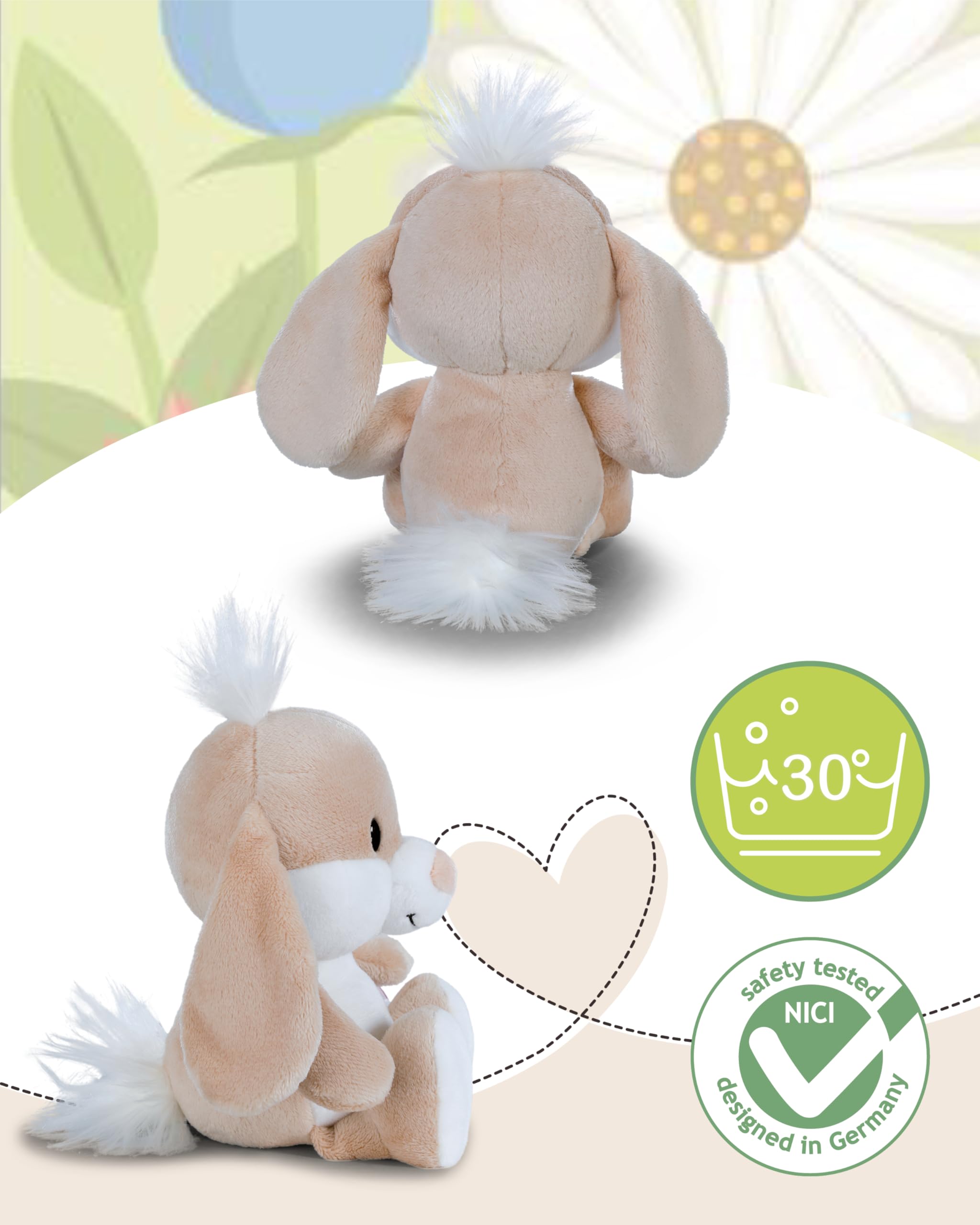 NICI Kuscheltier Hase 20cm - braun - Stofftier aus weichem Plüsch, niedliches Plüschtier zum Kuscheln und Spielen, für Kinder & Erwachsene, tolle Geschenkidee - 62676