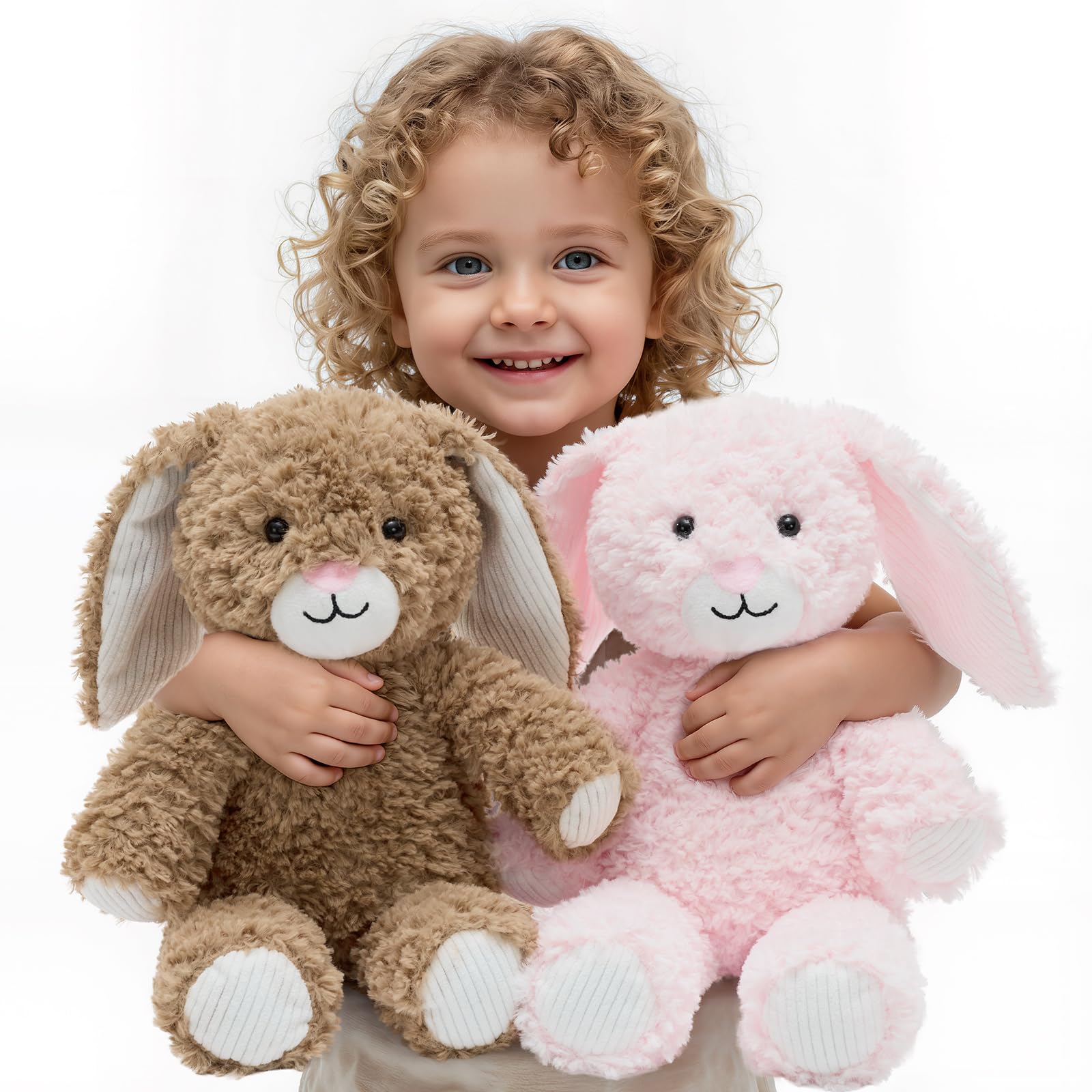 MorisMos 2 stücke süß Osterhase Kuscheltier Set, 30cm hoch plüschhase kuschelhase als Ostern deko, Kaninchen Bunny hase plüschtier stofftier, Kinder Ostern Geschenk