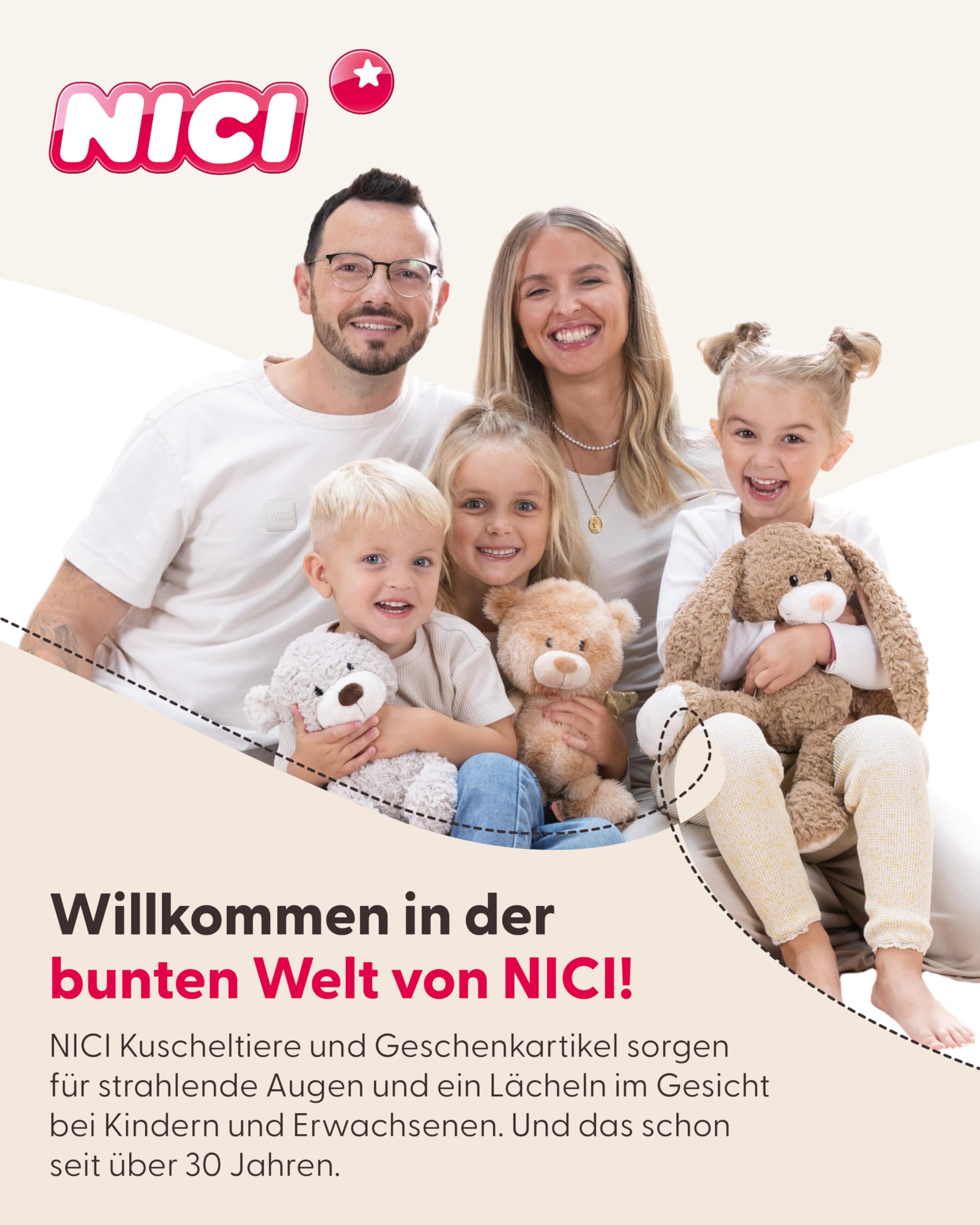 NICI Kuscheltier Hase 20cm - Hellrosa - Stofftier aus weichem Plüsch, niedliches Plüschtier zum Kuscheln und Spielen, für Kinder & Erwachsene, tolle Geschenkidee - 62677
