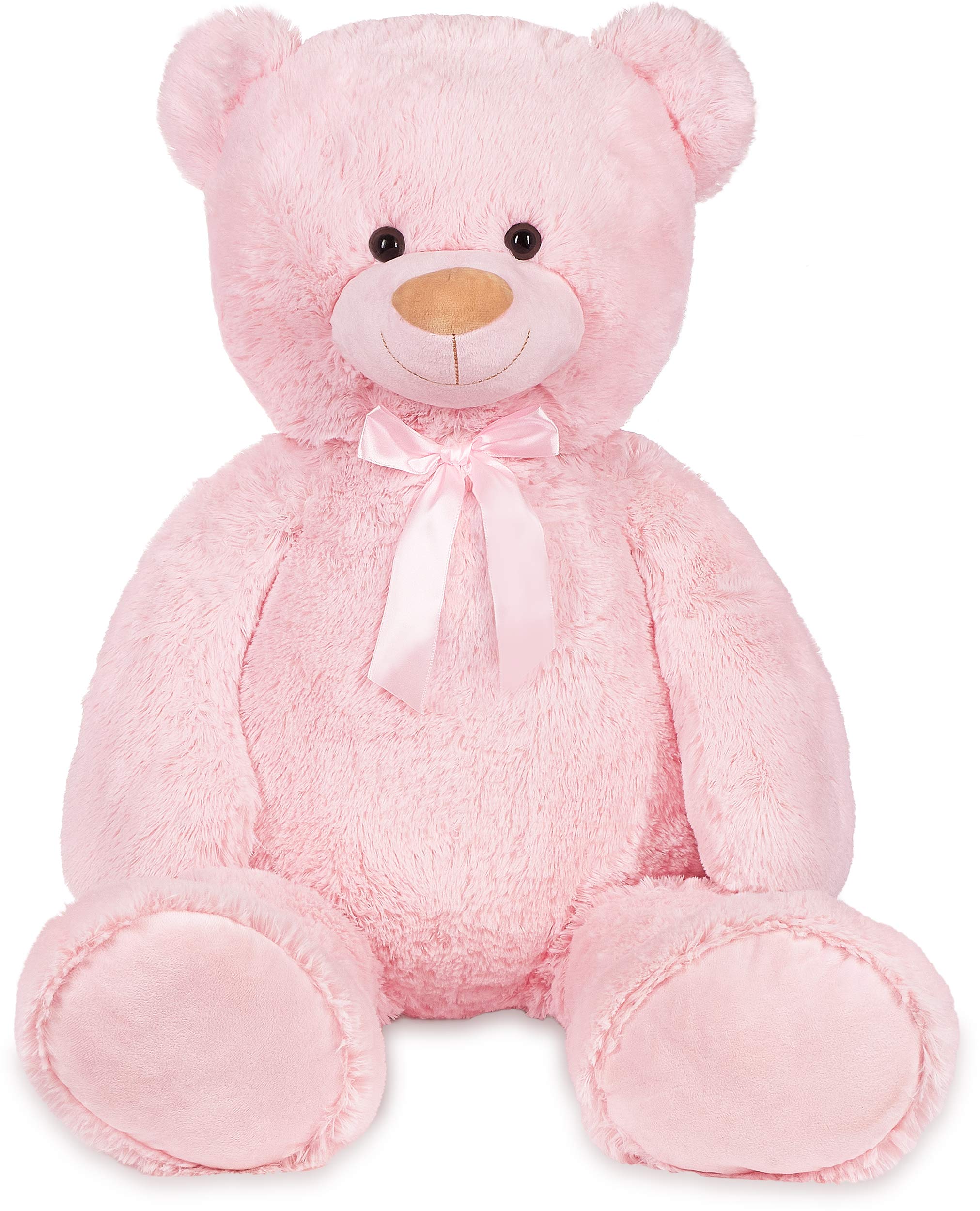 BRUBAKER XXL Teddybär 100 cm - Rosa - Stofftier Plüschtier Kuscheltier