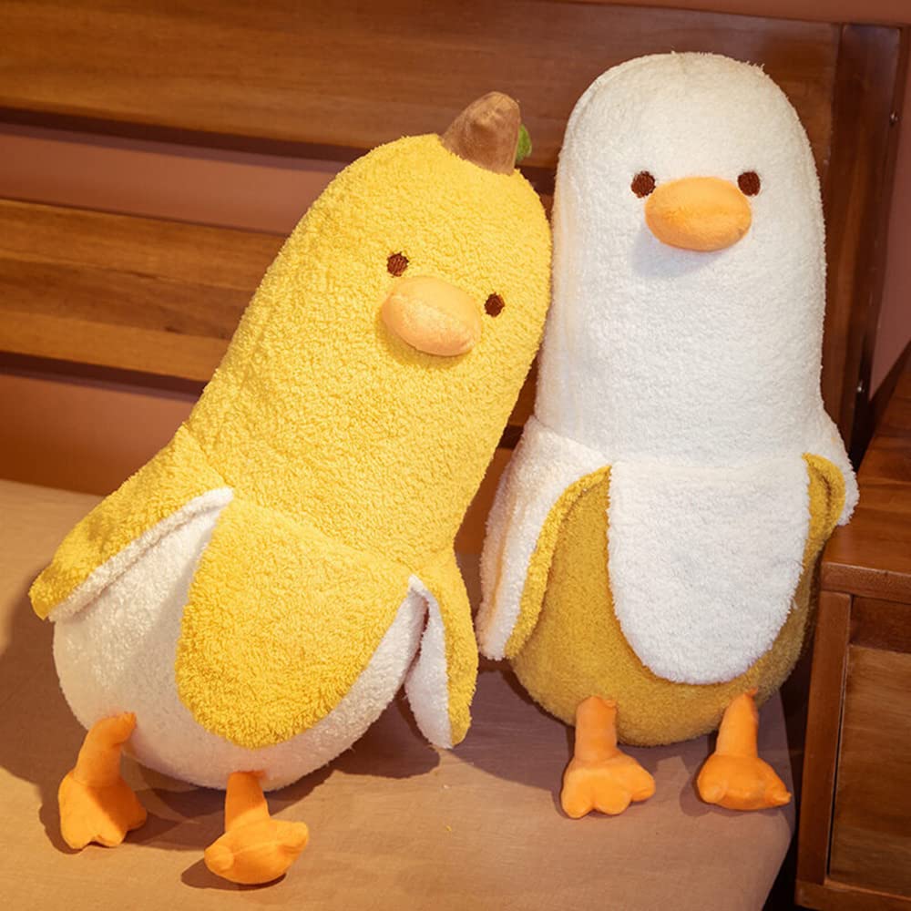 Cute Banana Duck Plush Toy Funny Plushies Banana Duck Stuffed Animal,Banana Duck Plush Pillow,Funny Hugging Pillow Sleeping Cushion Soft Gifts for Boys Girls Birthday Christmas (white, 90cm(35.4"))