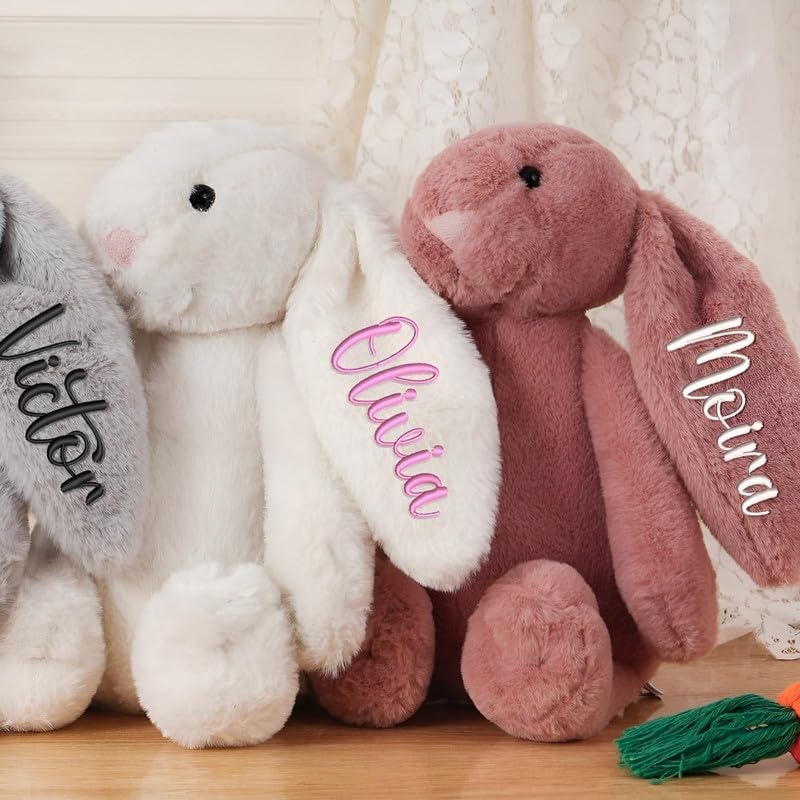 Kuscheltier Personalisiert Hase Kuscheltier mit Namen Bestickt personalisiertes kuscheltiere Hasen für Baby Geschenk personalisiert Bunny kuscheltiere Ostergeschenk für Kinder