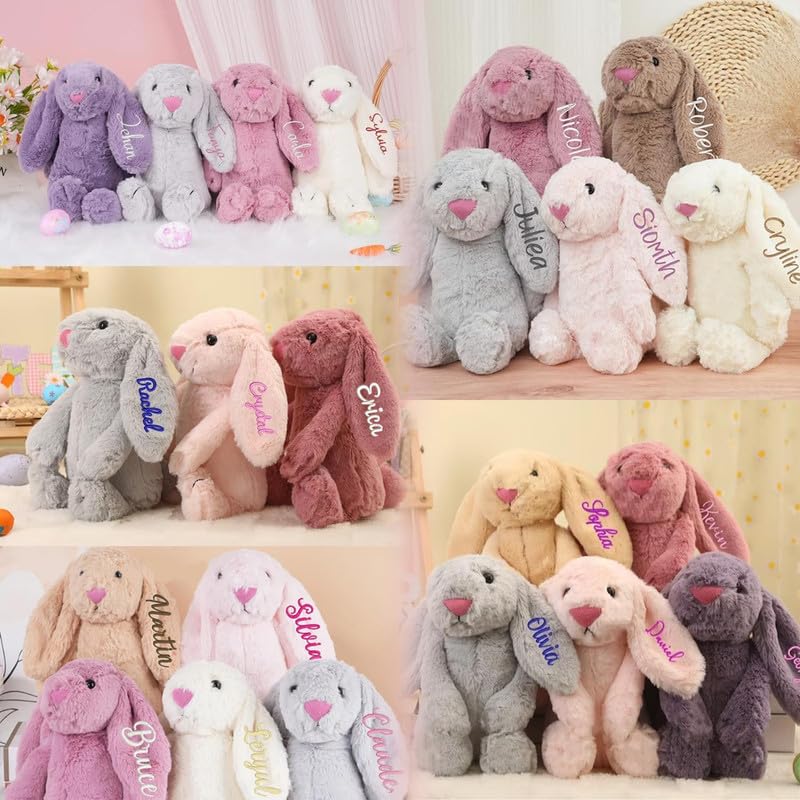 Kuscheltier Personalisiert Hase Kuscheltier mit Namen Bestickt personalisiertes kuscheltiere Hasen für Baby Geschenk personalisiert Bunny kuscheltiere Ostergeschenk für Kinder