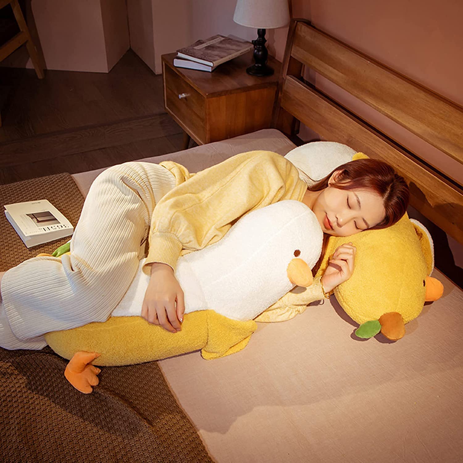 Cute Banana Duck Plush Toy Funny Plushies Banana Duck Stuffed Animal,Banana Duck Plush Pillow,Funny Hugging Pillow Sleeping Cushion Soft Gifts for Boys Girls Birthday Christmas (white, 90cm(35.4"))