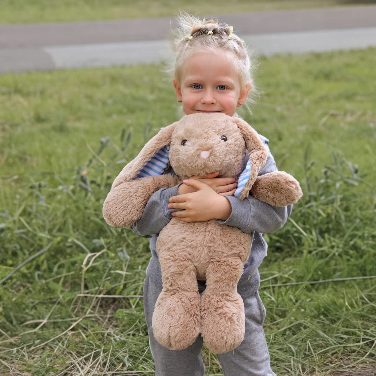 WEIGEDU Kuscheltier Hase Plüschtiere Stofftiere Tierspielzeug Spielzeug Plüsch-Widderkaninchen mit Langen Ohren, 45 cm - weiches Stofftier Geschenk für Baby & Kinder