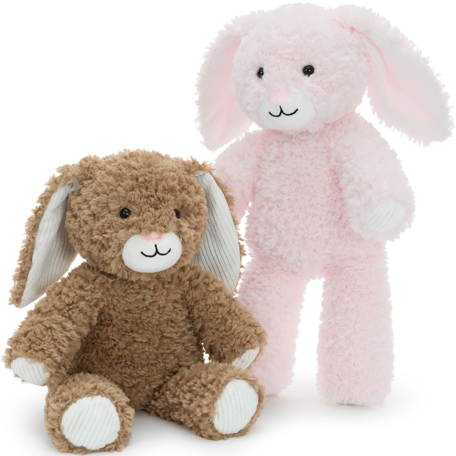 MorisMos 2 stücke süß Osterhase Kuscheltier Set, 30cm hoch plüschhase kuschelhase als Ostern deko, Kaninchen Bunny hase plüschtier stofftier, Kinder Ostern Geschenk