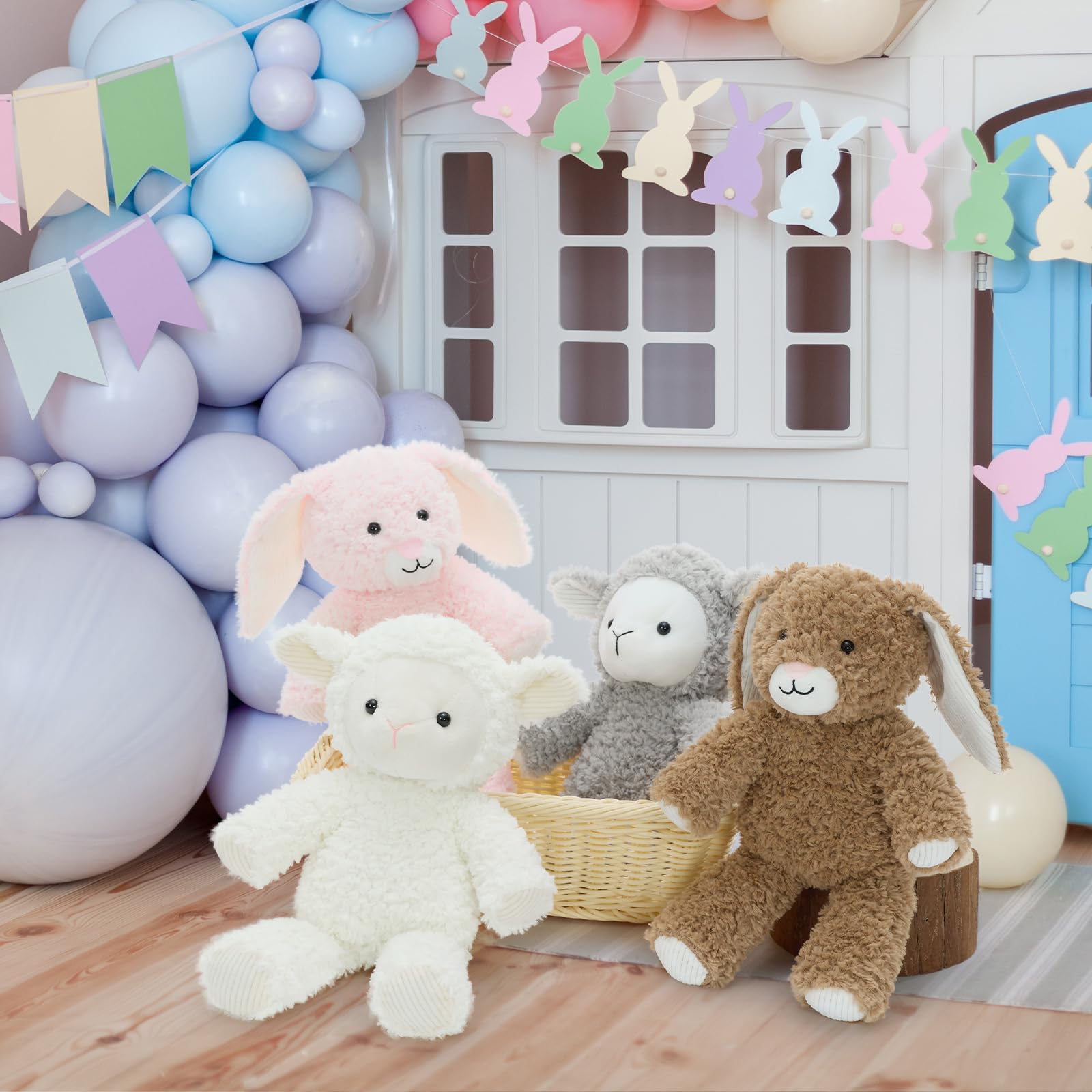 MorisMos 2 stücke süß Osterhase Kuscheltier Set, 30cm hoch plüschhase kuschelhase als Ostern deko, Kaninchen Bunny hase plüschtier stofftier, Kinder Ostern Geschenk