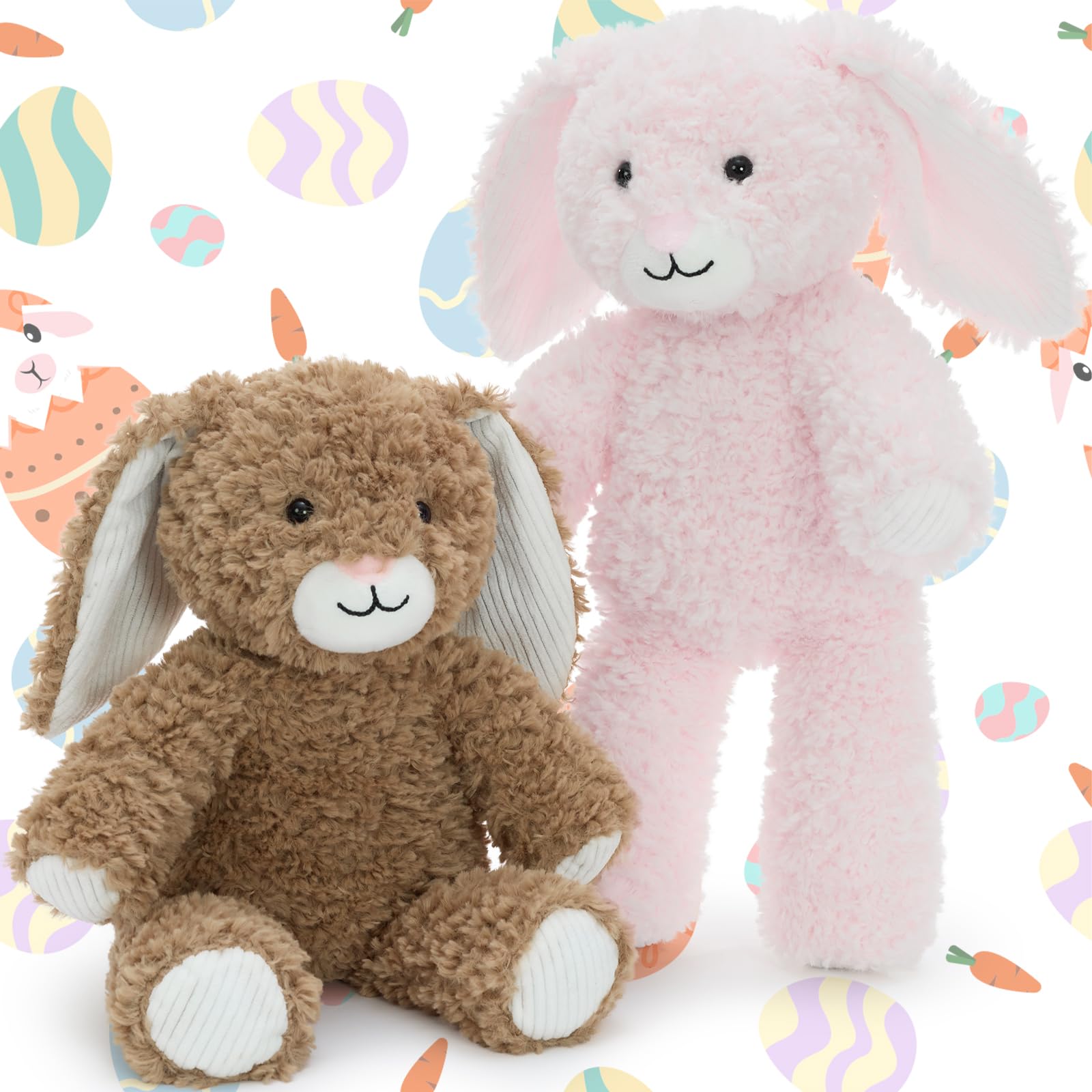 MorisMos 2 stücke süß Osterhase Kuscheltier Set, 30cm hoch plüschhase kuschelhase als Ostern deko, Kaninchen Bunny hase plüschtier stofftier, Kinder Ostern Geschenk