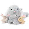 MorisMos Grau Kaninchen Hase Kuscheltier XXL, 60cm Riesen hase Plüschtier mit 3 Baby im Bauch, Groß Osternhase XXL Stofftier Weich Spielzeug, Ostern Geburtstag Weihnachten Geschenk für Kinder