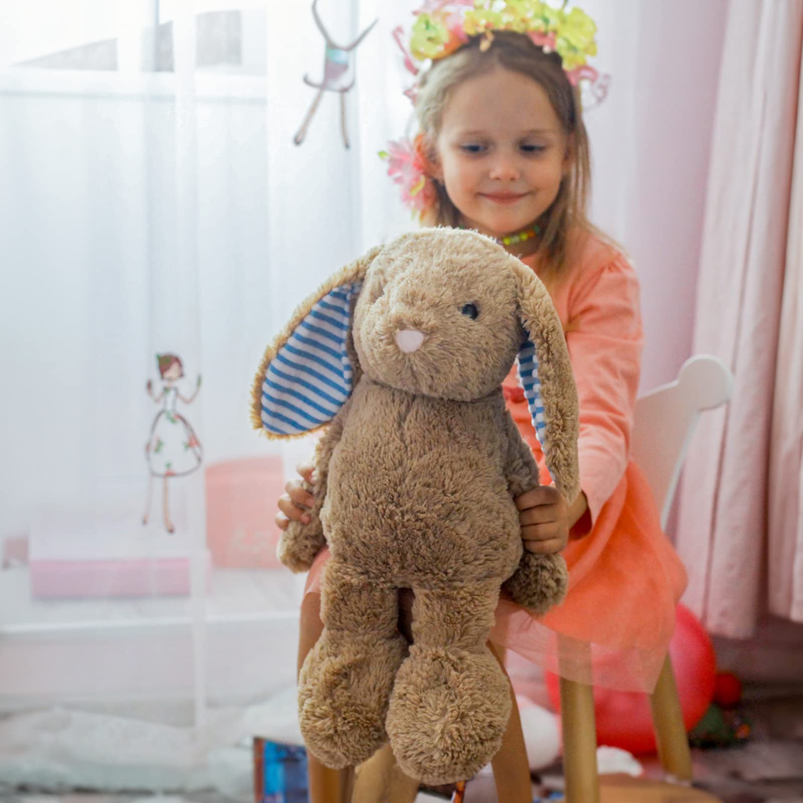 WEIGEDU Kuscheltier Hase Plüschtiere Stofftiere Tierspielzeug Spielzeug Plüsch-Widderkaninchen mit Langen Ohren, 45 cm - weiches Stofftier Geschenk für Baby & Kinder