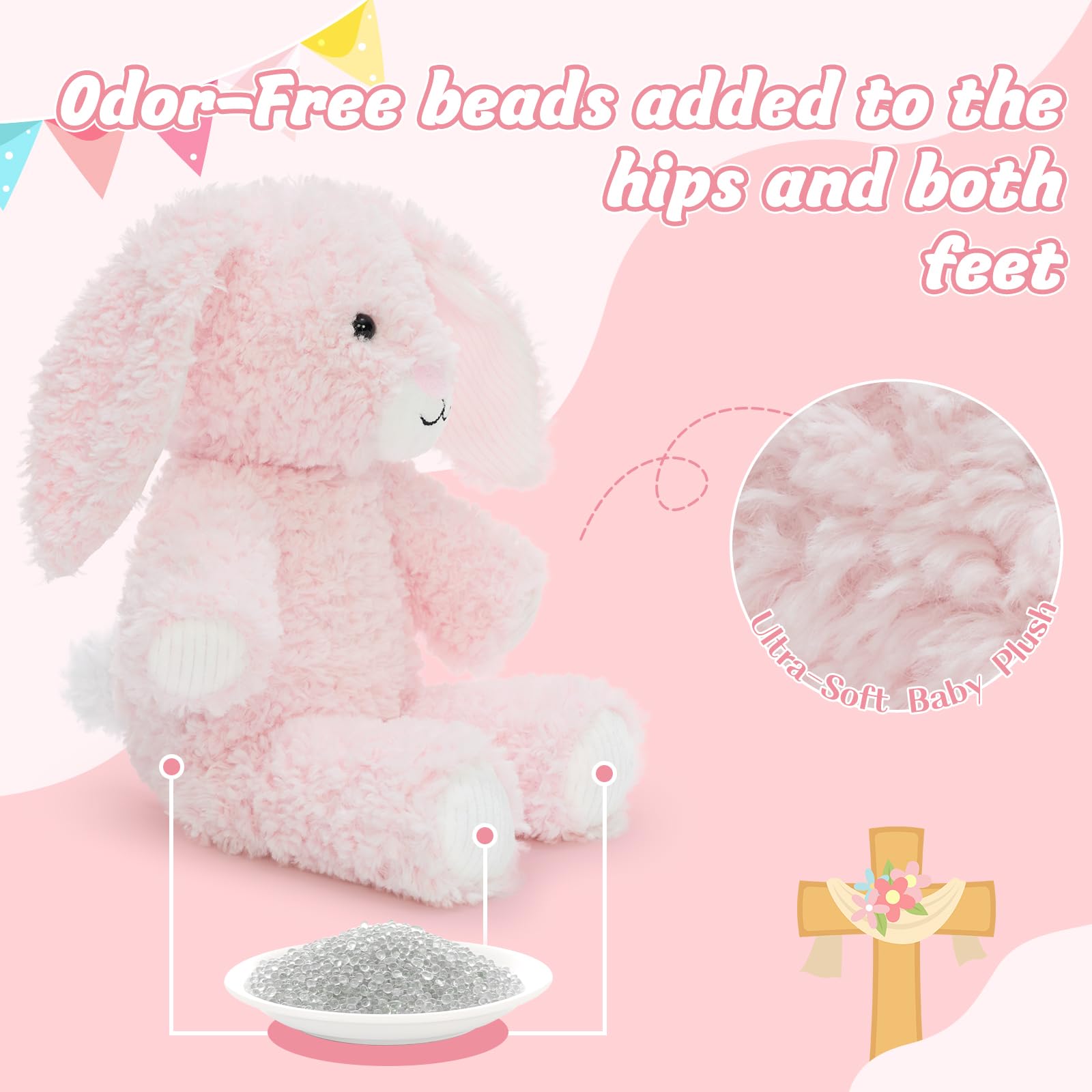 MorisMos 2 stücke süß Osterhase Kuscheltier Set, 30cm hoch plüschhase kuschelhase als Ostern deko, Kaninchen Bunny hase plüschtier stofftier, Kinder Ostern Geschenk