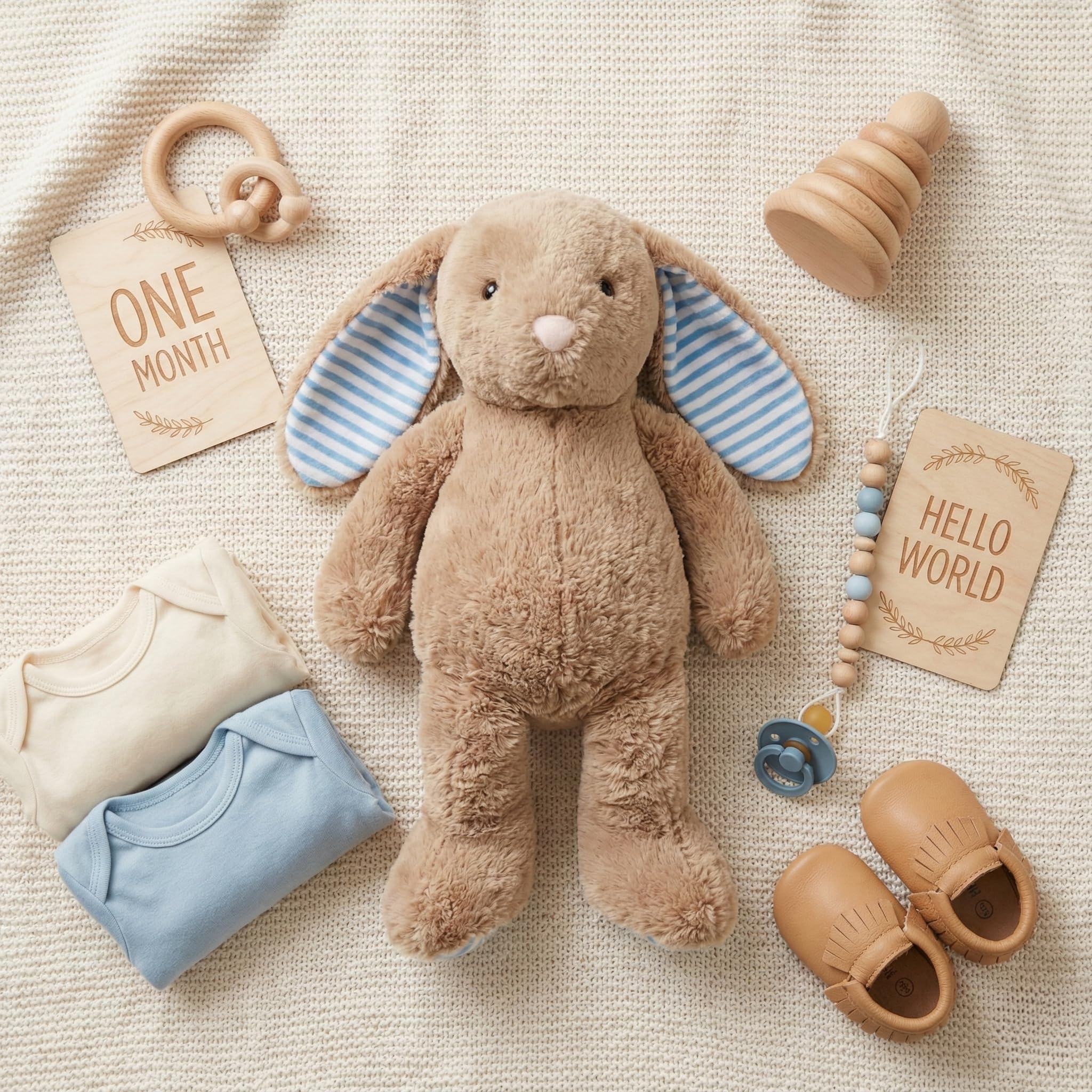 WEIGEDU Kuscheltier Hase Plüschtiere Stofftiere Tierspielzeug Spielzeug Plüsch-Widderkaninchen mit Langen Ohren, 45 cm - weiches Stofftier Geschenk für Baby & Kinder